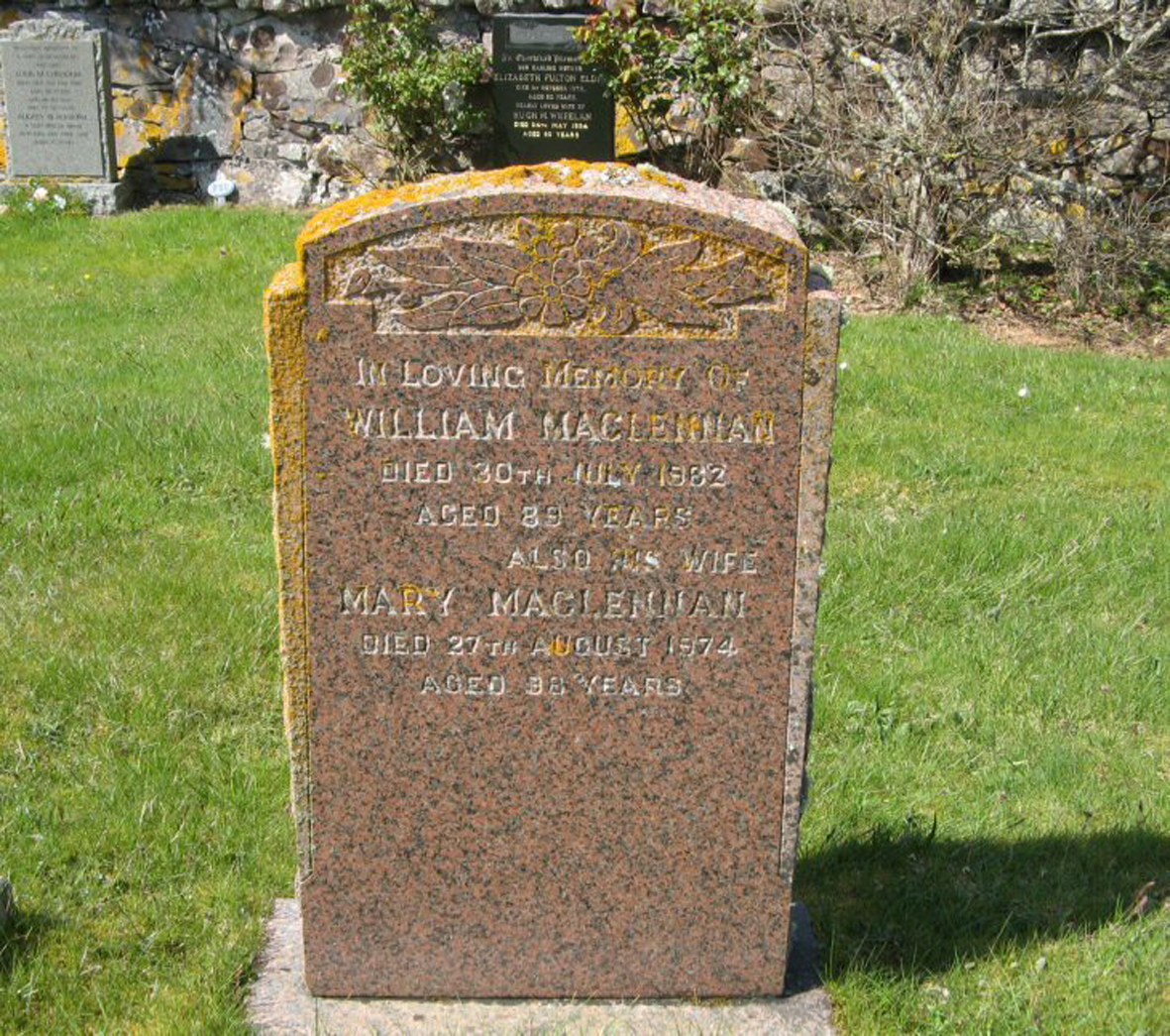 Photo of headstones/William MacLennan died 1962 MI Mellon Charles
